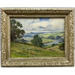 Owen Bowen (Staithes Group 1873-1967): 'Wharfe Valley from Harewood Avenue', oil on board signed, titled on label verso 29cm x 40cm 
Provenance: by direct descent through the artist's family, never previously been on the market