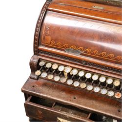 Late 19th Century American cash register in an inlaid walnut case by the National Cash Register Co. Dayton, Ohio USA, H48cm