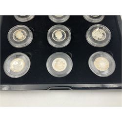 The Royal Mint United Kingdom 2012 'Britannia 25th Anniversary 1987-2012 The Silver Portrait Collection First Strikes' comprising nine half ounce fine silver Britannia coins, cased with certificate
