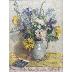 Katherine Helen Bourne (British 1898-1981): Still Life of Flowers in a Jug, oil on canvas signed 41cm x 30cm