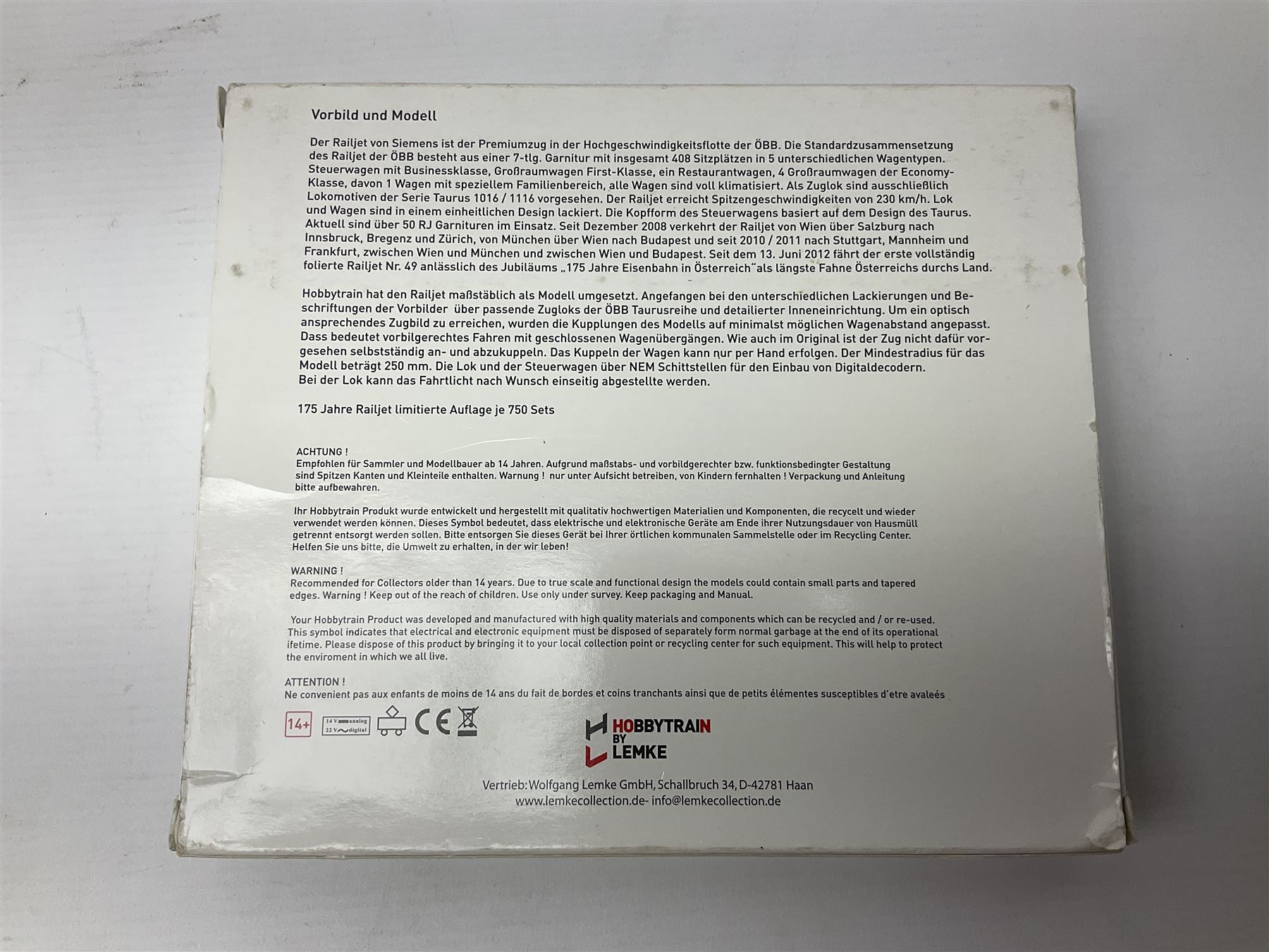 Hobbytrain 'N' gauge - OBB Railjet 175 Jahre Edition 4-tlg. mit BR1116 four car set; boxed