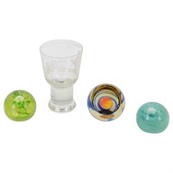 Caithness goblet Landing of Pilgrim Fathers, limited edition 4/12, together with three Caithness paperweights, all with original boxes 