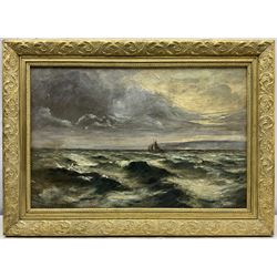Henry Peach (Derbyshire exh.1894-1928): 'The Sea off Scarborough,' oil on canvas signed, original title label verso 40cm x 60cm