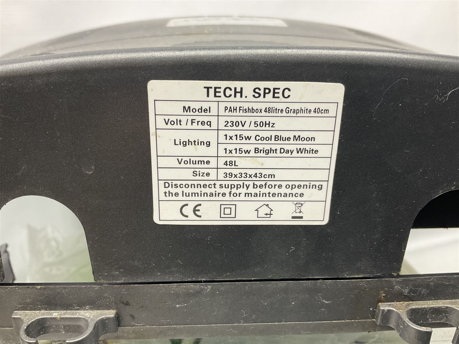 Two fish aquariums, comprising Interpet Aquapod LED starter kit 45l and PAH Fishbox 48l, with various accessories, tallest H40cm