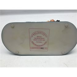 Seven limited edition Robert Harrop figures from the Beano Dandy collection, comprising The Beano Dandy Collection Bash Street Kids 50th Anniversary BSK50, Roger the Dodger's Dad You'd Better Be in There Roger!, two Desperate Dan Safe Cracker BDS13, The Beano Book Front Cover 1959 BDFC03, The Beano Book Front Cover 1973 BDFC01, some first editions, and Beano, Dandy Christmas 2013 The Beano Book 1975 The 10th Day of Christmas, no 137/200, BDCS13, all with boxes