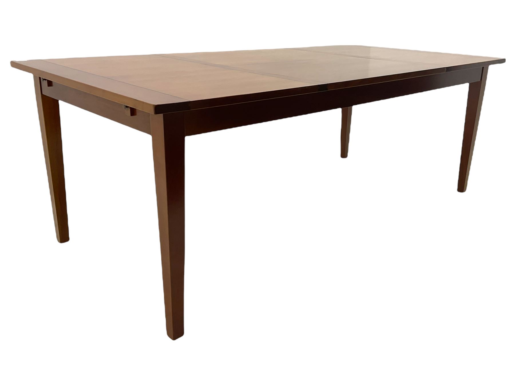 Grange Furniture cherry wood dining table, and eight chairs with rush seats