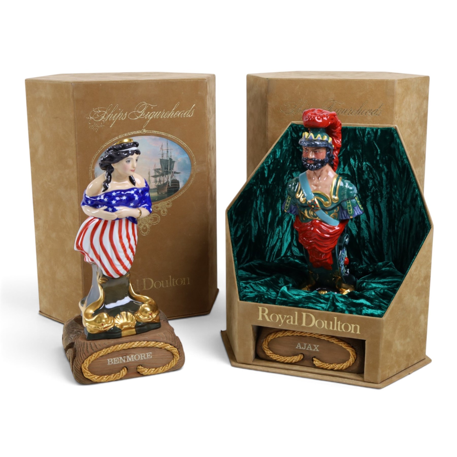 Two Royal Doulton Ship's Figureheads, Ajax HN2908, in presentation box and Benmore HN2909