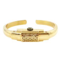 Primus ladies 18ct rose gold manual wind hidden wristwatch, on integral 18ct rose gold hinged torque bangle