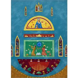 David Carson Shaw (British 1942-): 'Nativita Celeste', acrylic on board, signed, titled verso 16.5cm x 12cm