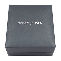 Silver-gilt white enamel daisy pendant necklace and matching pair of pendant earrings by Georg Jensen