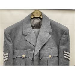 RAF style uniform, comprising of jacket and trousers, together with a leather suitcase, with initials MSD to the lid