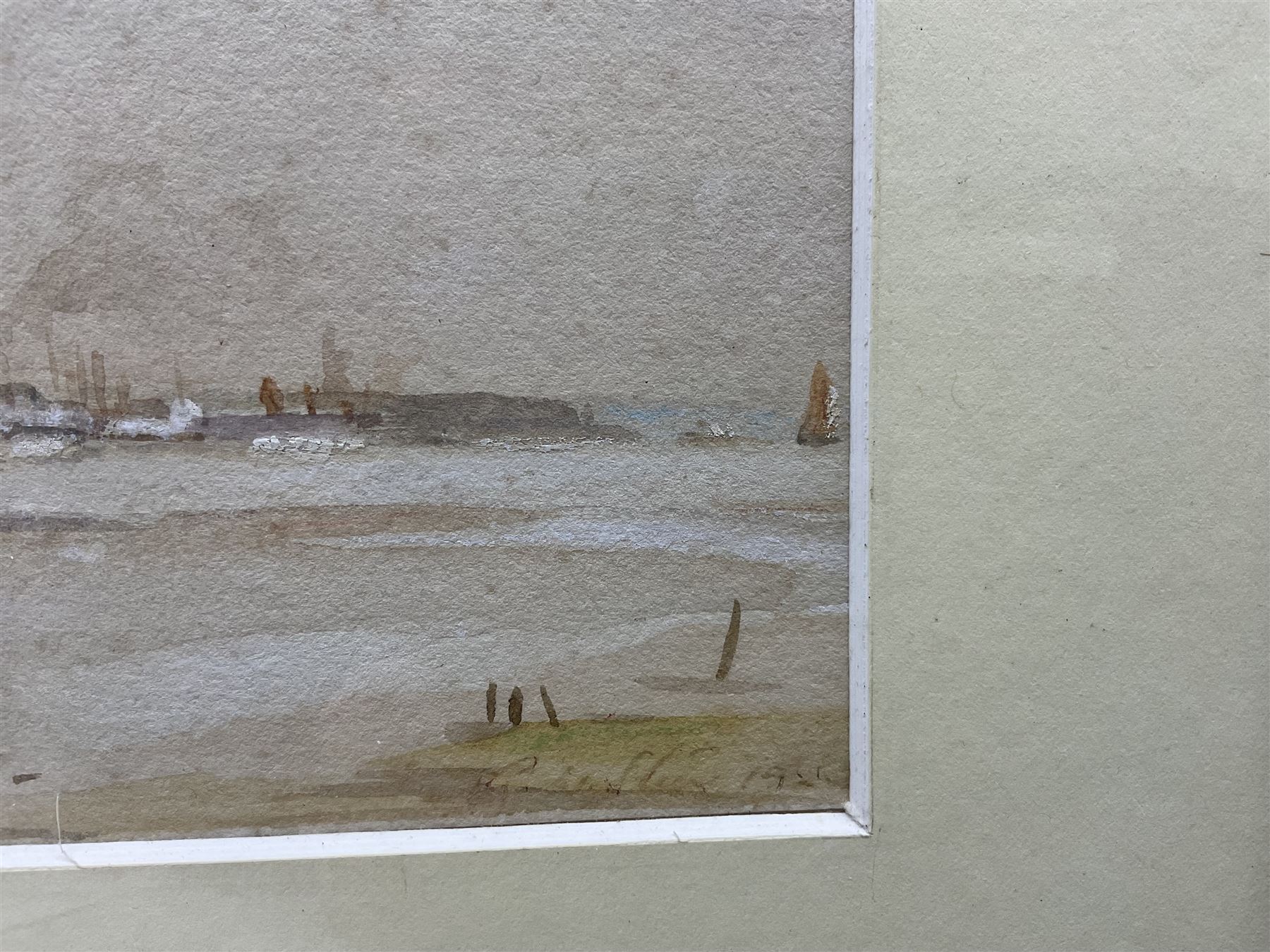 Philip Wilson Steer OM RA (British 1860-1942): 'Southampton Water', watercolour signed and dated 1921, inscribed and with original titled label verso 12.5cm x 22.5cm 