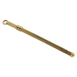 9ct gold propelling cocktail swizzle stick, hallmarked