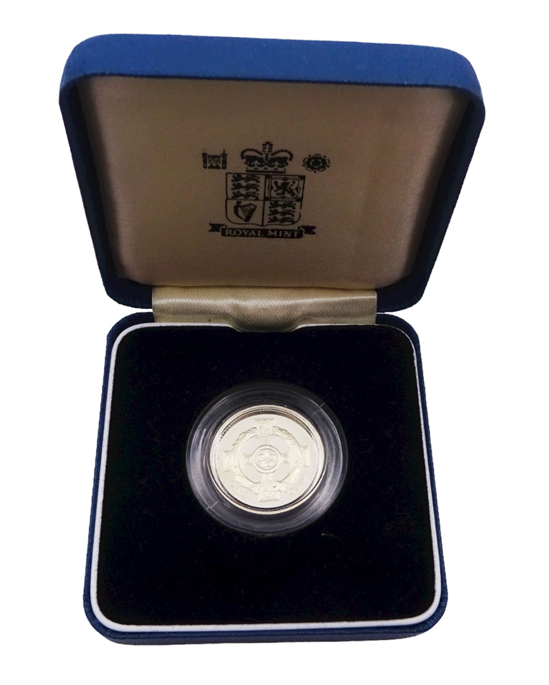 Five The Royal Mint United Kingdom silver proof coins, comprising 1994 two pound commemorating the Tercentenary of the Bank of England, 1996 five pounds commemorating Her Majesty the Queen Elizabeth II 70th birthday, 1997 two pound Britannia, 2000 'Millennium' five pound, all cased with certificate, and 1996 one pound, cased without certificate
