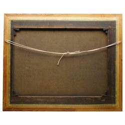 Grand Tour School (Late 18th century): Capriccio Tivoli Landscape with a Roman Sarcophagus and Figures, oil on canvas unsigned 71cm x 90cm