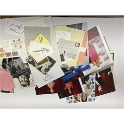 Collection of  autographs, mostly entertainment personalities, including Stephen Fry signed headshot, Billie Piper signed headshot, Red Skelton, Farley Granger, Gerald du Maurier, John Gielgud, Gareth Hunt, Bernard Bresslaw, Mae Clarke, George Formby, George Arliss, Diana Manners, Matheson Lang, Frank Lawton, Evelyn Laye, Ronnie Corbett, Twiggy, Margaret Lockwood, Paul Newman, Leslie Howard, Tony Curtis, Jason Isaacs, Danny Glover, Dick Van Dyke, Robert Donat, Ruth Madoc, Simon Cadell, Spike Milligan etc, approximately 270 in total 