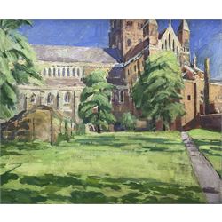 Pamela Chard (British 1926-2003): St Alban's Cathedral South Transept, oil on board unsigned 49cm x 59cm Provenance: studio collection of the late William Chard, the artist's husbandNotes: Chard was a British artist and teacher married to fellow artist William Chard (1923-2020). The couple met at the Redfern Gallery in Cork Street, London, and went on to study under several important artists such as Henry Moore, Ceri Richards, and Vivian Pitchforth. They were both active members of 'The Arts Council of Great Britain', and exhibited with the London Group and Drian Gallery.