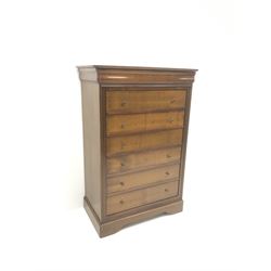 Grange - French cherry wood chest, six drawers, shaped plinth base