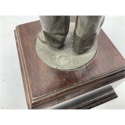 Presentation bronzed figure of a paratrooper by Peter Hicks mounted on a mahogany plinth with plaque inscribed ' Presented to Lieutenant General Sir Michael Gray KCB OBE President Army Parachute Association 1981-1987 An Outstanding Term of Leadership Friendship and Humour. Thank You All Ranks A.P.A.' H28cm; a brass Pegasus plaque H12cm; and small quantity of colour photographs and prints of military related paintings