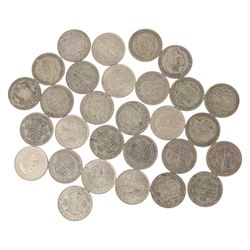 Approximately twenty-eight Great British pre-1947 silver half crown coins