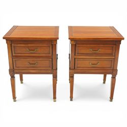 Willis & Gambier - pair of 'Directoire' cherry wood bedside tables, rectangular top with c...