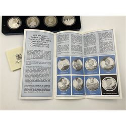 The Royal Mint silver proof seven coin set, comprising United Kingdom and six Commonwealth crowns, commemorating 'Her Majesty Queen Elizabeth The Queen Mother's 80th Birthday', cased with certificate
