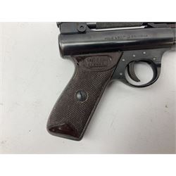 Webley Premier .22 air pistol with over lever action No.902 L24cm; and quantity of .22 pellets in two tins