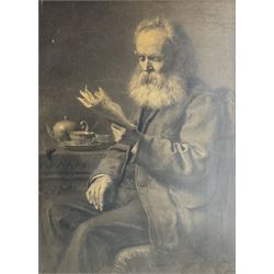 Arthur Cramer James Wasse (British/German 1854-1930): Gentleman Reading, watercolour and charcoal en grisailles signed and dated 'M/78', 109cm x 80cm