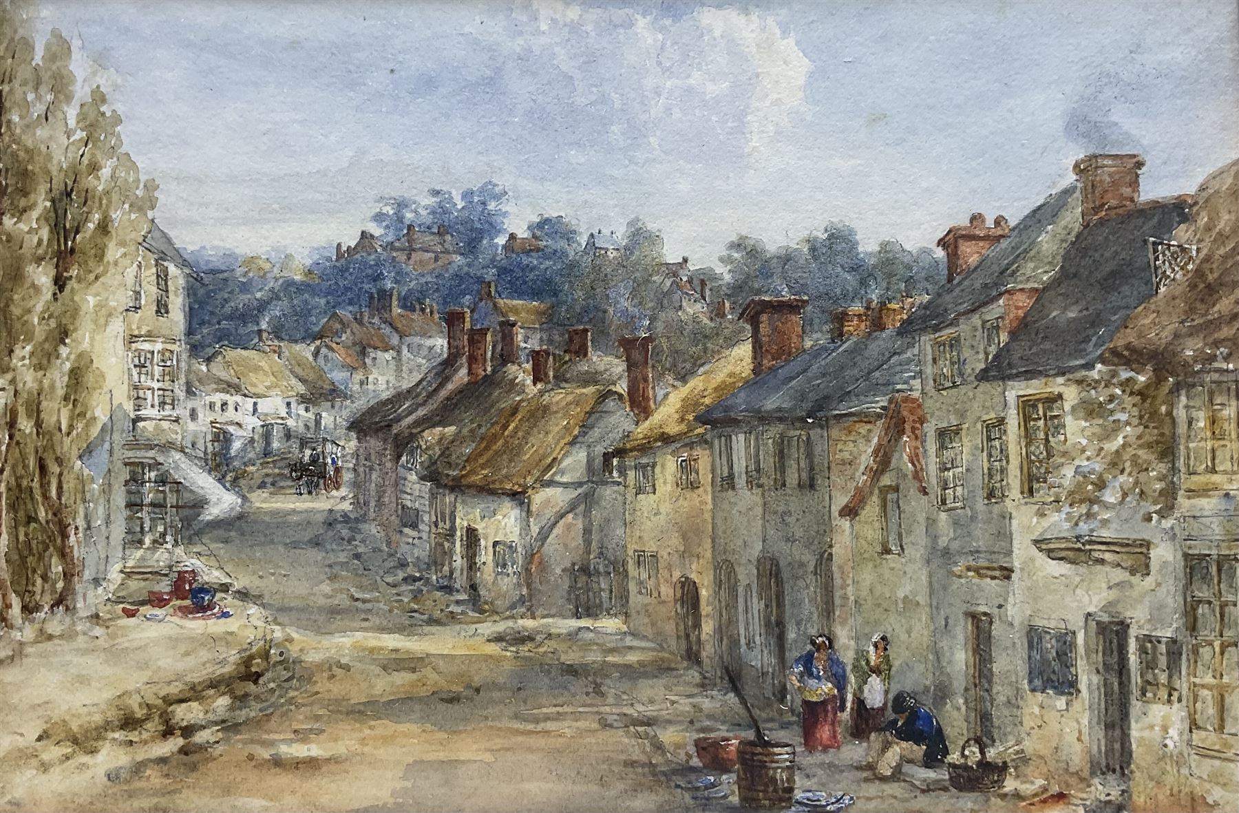 English School (Early 20th century): Village Street, possibly Derbyshire, watercolour unsigned 17cm x 25cm