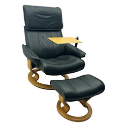 Ekornes Stressless - swivel and reclining armchair with bookrest and matching stool 