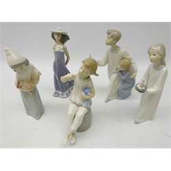  Six Lladro figures comprising Susan no. 5644, Girl with Lipstick & Doll, Girl with Chicken and two others in night gowns (6)  