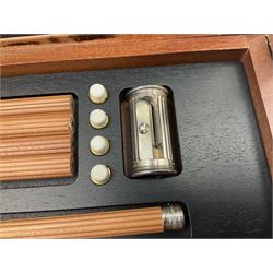 Graf Von Faber-Castell Pencil Cassette, housed in alder wood presentation box with mirrored hinged lid, containing platinum plated Perfect Pencil, sharpener, four erasers and four replacement pocket pencils with native alder handles hand-selected by Nuremberg woodcarvers, with certificate, cloth and original green box