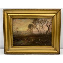 English School (20th century): Horse and Rider at Sunset, oil on canvas unsigned 24cm x 35cm