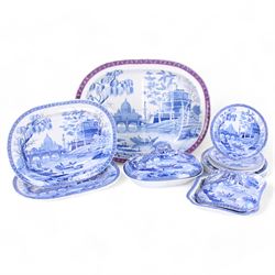 19th century Spode blue and white dinner
