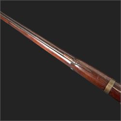 19th century Indian Brown Bess style flintlock musket, the 138cm round steel barrel ram rod beneath, overall L174cm
