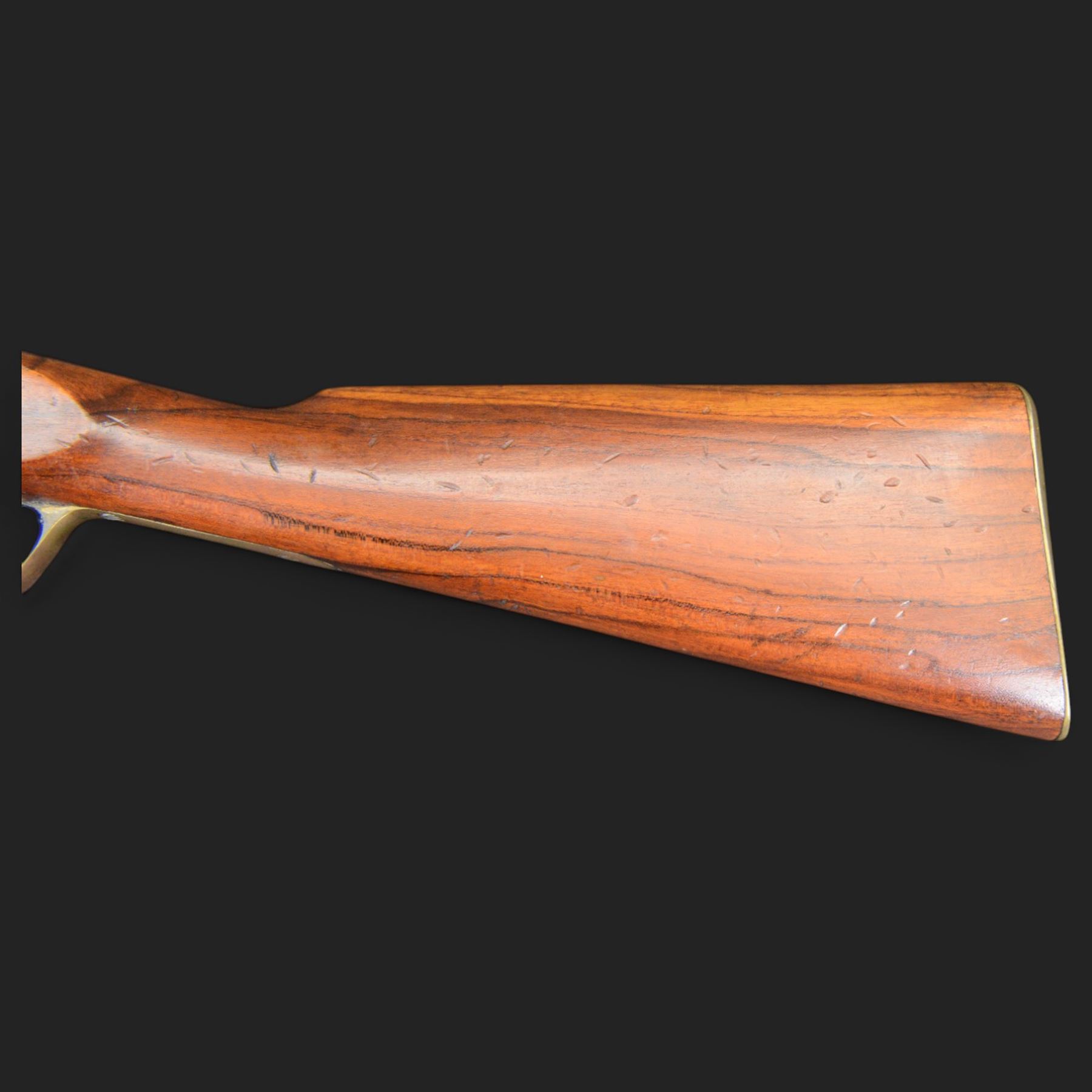 Enfield .577 action rifle, the 91.5cm rifled barrel with three barrel bands and ramrod under, full walnut stock, action marked 'Enfield' with Victoria cypher, overall L131cm