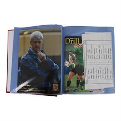 Comprehensive collection of approximately two hundred and twenty Scarborough FC football programmes for the 1999/00, 2000/01, 2001/02 and 2002/03 seasons, all filed within eight dedicated Scarborough FC red Home and Away binders