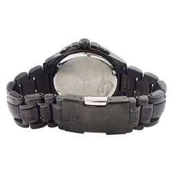 Citizen Eco-Drive Perpetual Calendar gentleman's black stainless steel quartz wristwatch, Ref. WR 100, on original strap with fold-over clasp