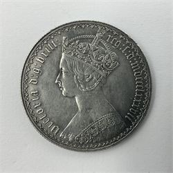 Queen Victoria 1887 silver 'gothic' florin coin