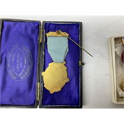Group of predominantly Masonic Jewels of Office, to include silver, and silver gilt and enamel examples, mostly 1950's and 1960's in date, etc. 