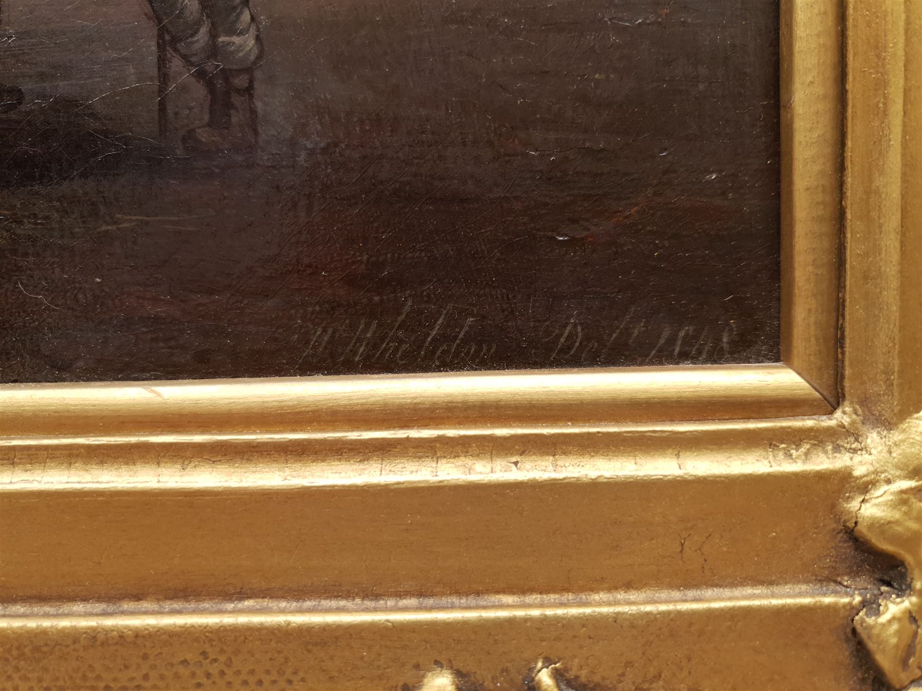 H Wheldon (19th century): High Street on the Road to Stockton with a Durham Fishmonger's Cart outside the Rose and Crown in the foreground, oil on canvas signed and dated 1848, 42cm x 57cm