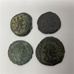 Ancient Roman Coinage, group of seventeen bronze and copper-alloy coins to include Maximianus and Galeria Valeria, along with an unidentified 76% silver round, overall weight 14g