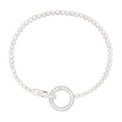 18ct white gold round brilliant cut diamond bracelet, with diamond set circular clasp, total diamond weight 2.00 carat