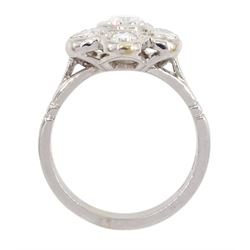 18ct white gold seven stone round brilliant cut diamond daisy flower head cluster ring, hallmarked, principal diamond 0.74 carat, with GIA report, total diamond weight approx 1.40 carat