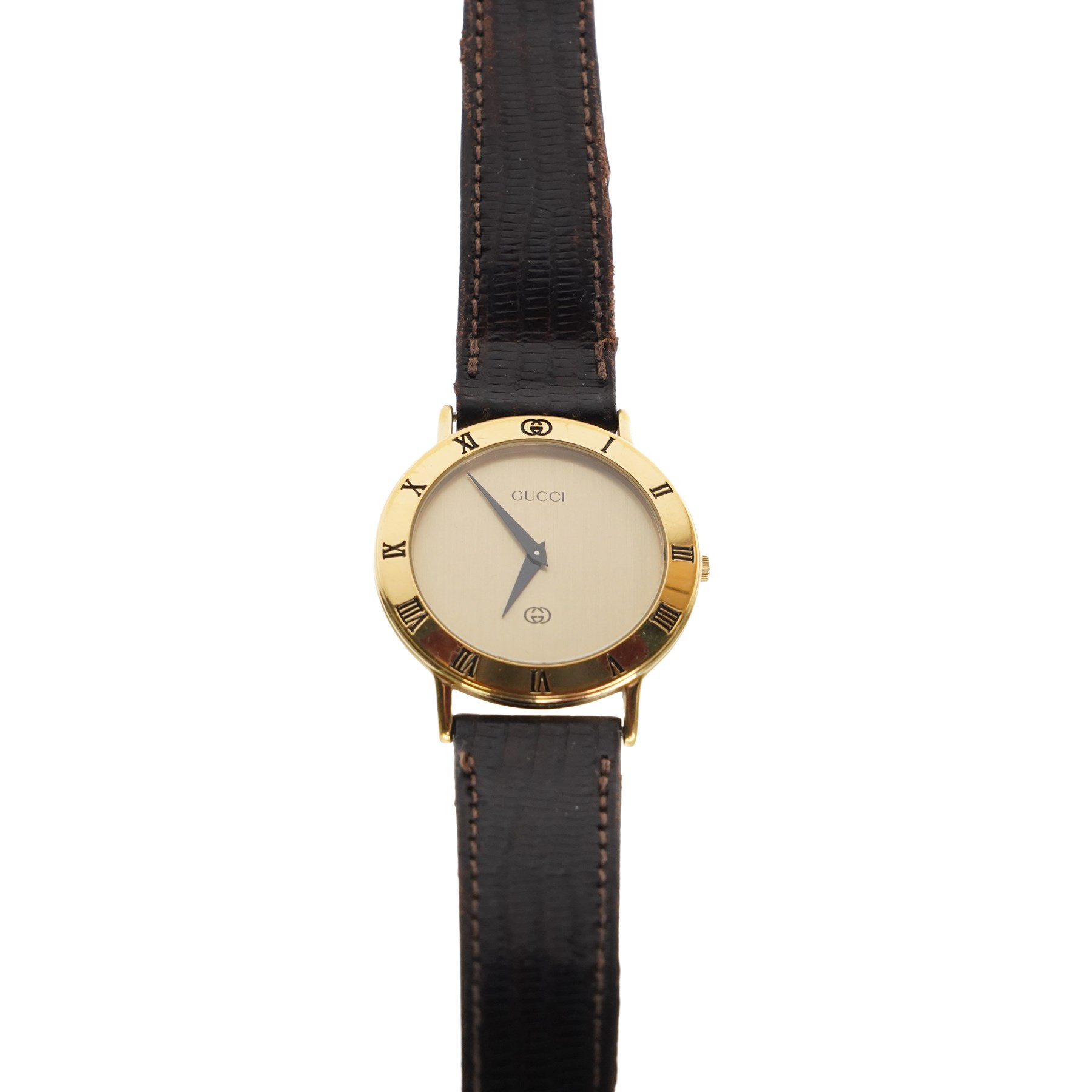 Gucci gold-plated wristwatch, Ref. 3000M, boxed