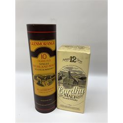 Mixed alcohol to include Glenmorangie 10 years old single Scotch whisky, Cardhu 12 year old Malt whisky, Ferdinand Pieroth 1949 Gau-Odernheimer Petersberg Beerenauslese, etc various contents and proofs