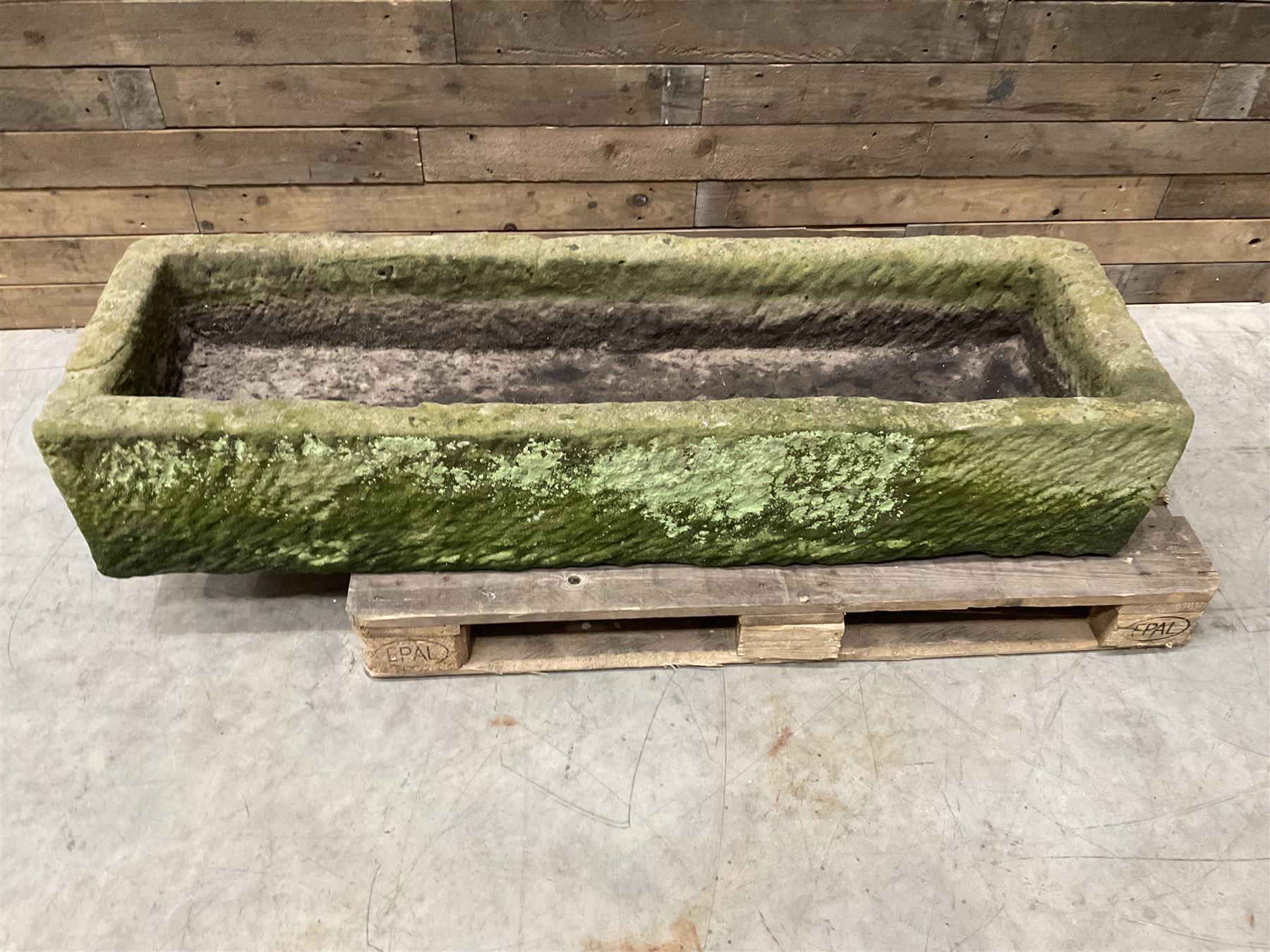 Large 19th century rectanglar stone trough 