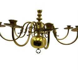 Brassed eight branch chandelier 