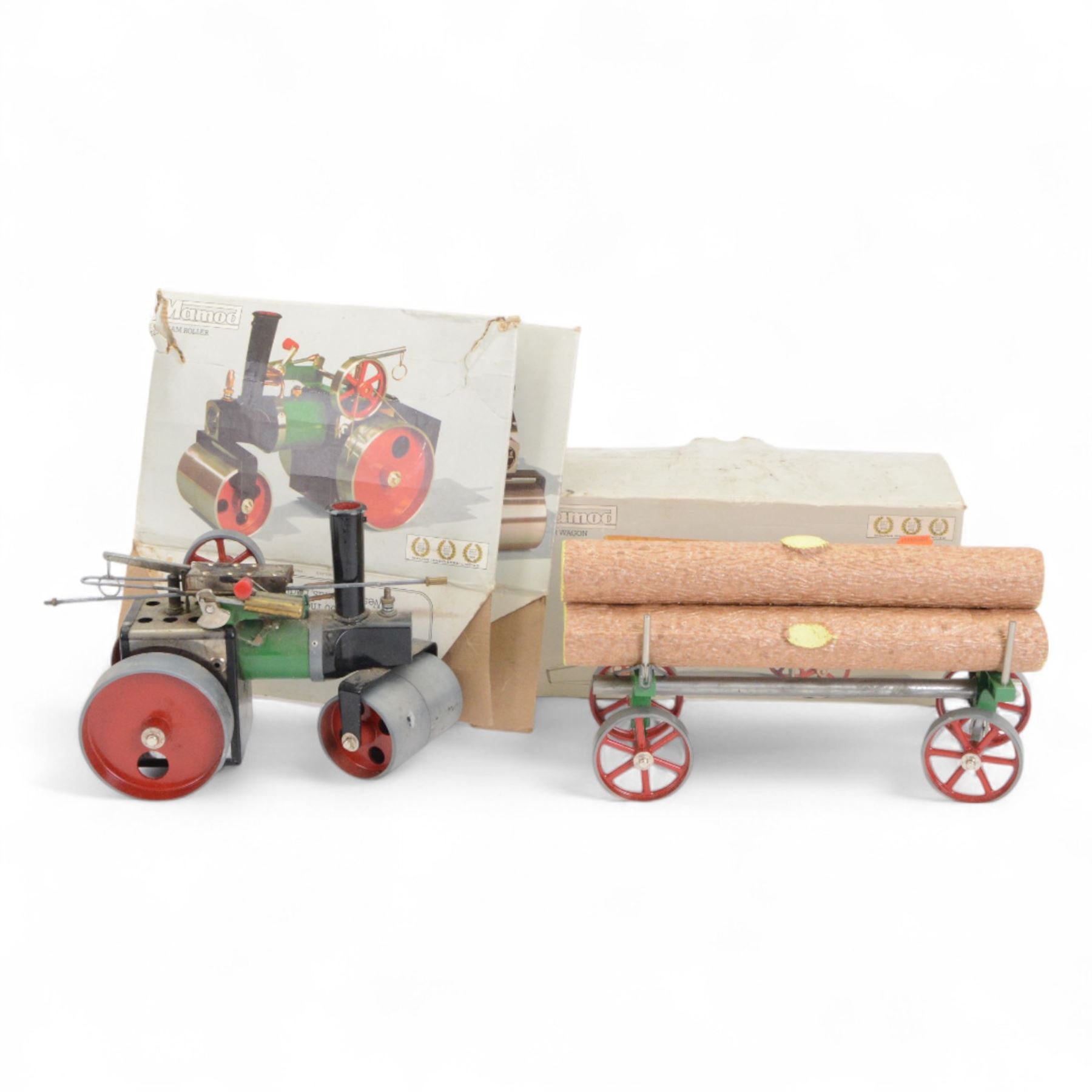 Mamod Steam Roller SR1a and Lumber Wagon, lumber wagon boxed