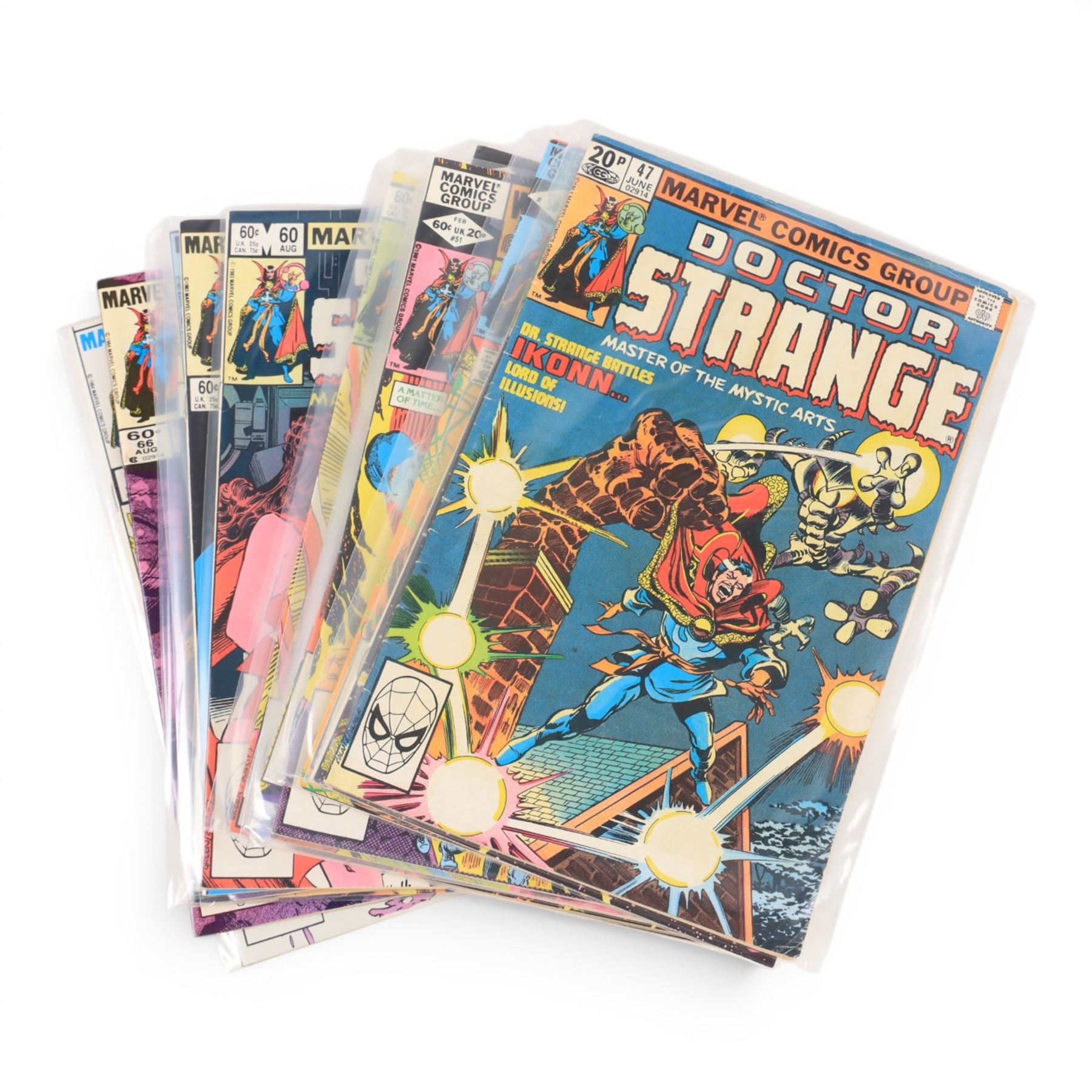 Fifty-six Marvel Bronze Age and later 'Doctor Strange' comic books, spanning years 1979 onwards, comprising volume 2 issues #36-#81, 'Doctor Strange Sorcerer Supreme' issues #1-#5 and some annuals